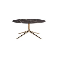 Table basse moderne italienne en marbre naturel avec base en acier inoxydable, ensemble de table centrale