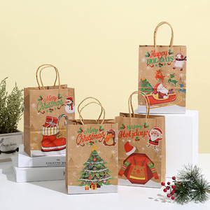 Sacs-cadeaux de Noël emballant des sacs-cadeaux personnalisés avec du papier à cordon de marque de logo utilisé pour le cadeau de bonbons de vacances - Product Image 6