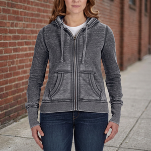 Sudadera con Capucha de Alta Calidad, 500gsm, Gruesa, con Cierre, para Mujer, Forro Polar, Transpirable, Mezcla de Algodón, Diseño con Hombros Caídos, Corte Holgado - Product Image 2