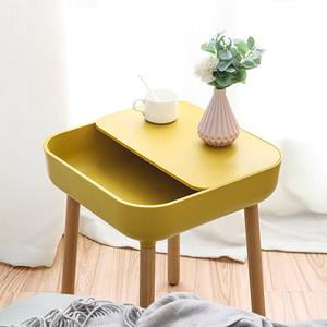 Mesa de Centro Moderna y Sencilla de Plástico con Espacio de Almacenamiento, Color Amarillo, Mesa Auxiliar para Sala de Estar - Product Image 3