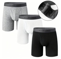 Boxer pour homme en coton écologique, taille mi-haute, respirant, antibactérien, avec logo laser personnalisé, taille élastique, grande taille, vente en gros