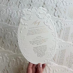 Juego de Invitaciones de Boda de Papel de Algodón con Texto Personalizado, con Relieve 3D y <span class=keywords><strong>Detalles</strong></span> en Lámina Dorada, Juego de Invitaciones de Primera Calidad - Product Image 4