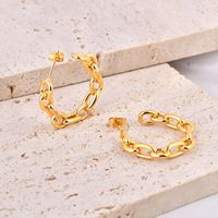 2025 mode bijoux accessoires en acier inoxydable géométrique en forme de C or cubain lien chaîne boucles d'oreilles pour femmes filles