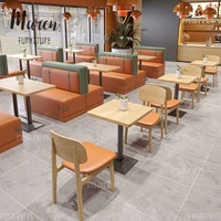 Ensembles de mobilier de café moderne de luxe léger, canapé double face pour restauration rapide, tables et chaises en bois massif pour restaurant
