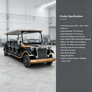 Voiture électrique vintage convertible 5 rangées 14 places, idéale pour les réceptions de vacances, l'<span class=keywords><strong>immobilier</strong></span> et le tourisme panoramique - Product Image 6