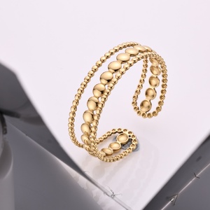 Conjunto de Pulseras de Acero Inoxidable Chapado en Oro de Estilo Clásico, con Cuentas Geométricas, Ajustables, para Aniversario - Product Image 5