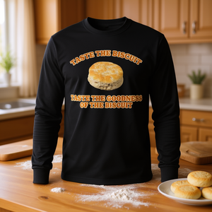 T-shirt a maniche lunghe con grafica e slogan a tema biscotto: Prova il gusto del biscotto - Product Image 3