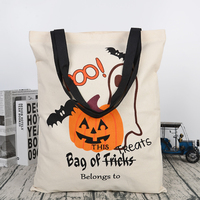 Sac fourre-tout en toile durable à imprimé citrouille pour Halloween, réutilisable, pour adolescents, pour bonbons ou farces, vente directe d'usine