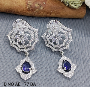 American Diamond Drop Earrings Floral <b>Top</b> Design with Teardrop CZ Pendant Elegant Cubic Zirconia Bridal Wedding Jewelry - Product Image 3
