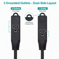 Cordon d'alimentation pour ordinateur 10 pieds 18AWG 3 en 1, prise américaine standard NEMA 5-15P vers NEMA 5-15R IEC US 125V