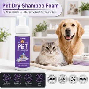 ZouRunAn Shampoo Secco <span class=keywords><strong>per</strong></span> Animali Domestici Senza Risciacquo, Schiuma Profumata al Mirtillo <span class=keywords><strong>per</strong></span> la Toelettatura di <span class=keywords><strong>Cani</strong></span> e Gatti, 60ml, OEM, Vendita all'Ingrosso - Product Image 1