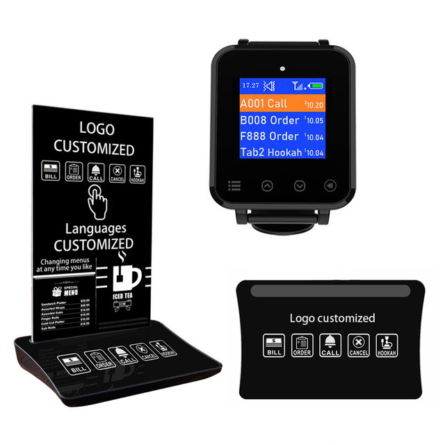 Artom Restaurant Call System Wireless with Touched Buttons and Menu Holder