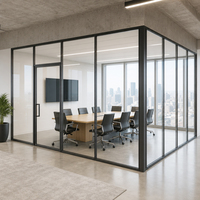 Cloison de bureau en verre avec cadre en aluminium, panneau de cloison en verre trempé, mur de séparation pour salle de réunion, écran d'intimité pour bureau, projets personnalisés