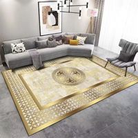 Luxuriöser Wohnzimmerteppich Dekoration Goldene Teppiche in Übergröße Sofa-Bereichsteppich Hotel-Foyer-Bodenmatte Weich Rutschfest Waschbar