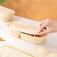 Récipient alimentaire en plastique biodégradable jetable de rectangle de vente chaude avec le couvercle
