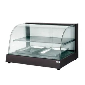 HW-827A kuru ısıtma gıda ısıtıcısı vitrin paslanmaz çelik gıda ısıtıcı kavisli cam isıtıcı vitrin