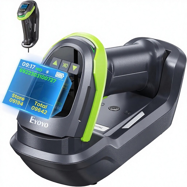 Eyoyo EY-046 Pro 1D 2D QR for Barcode Scanner Wall-Mounted Locking Charging Cradle 2900mAh Removable Battery 1.44" LCD Keypad