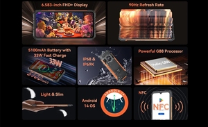 Cubot KingKong ACE 3 teléfono inteligente Android 14 6.583 pulgadas Helio G88 24GB RAM(8GB + 16GB) 256GB ROM 90Hz Pantalla Dual Pantalla - Product Image 3