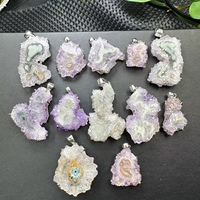 Pendentif Fleur en Améthyste Naturelle de Guérison, Cristal Naturel S925, Mascotte Sculptée Feng Shui pour Décoration Artistique Femme