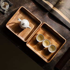 Walnut Wood Square <b>Tea</b> <b>Tray</b> Solid Wood Varnished Multifunction Storage <b>Tray</b> For <b>Tea</b> Set And Snacks - Product Image 2
