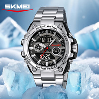 Jam Tangan Skmei 2416 Casing Aloi Tali Baja Tahan Karat 5ATM  Logam Berat Sport Digital Analog