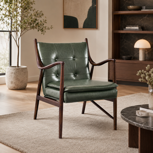 <span class=keywords><strong>Fauteuil</strong></span> d'appoint moderne en <span class=keywords><strong>cuir</strong></span> PU <span class=keywords><strong>vert</strong></span> avec cadre en bois, dossier capitonné, <span class=keywords><strong>fauteuil</strong></span> lounge pour salon - Product Image 4