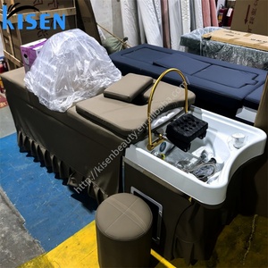 อุปกรณ์สปาผมญี่ปุ่น KISEN เตียงนวดไฟฟ้าสำหรับสระผม เฟอร์นิเจอร์ร้านตัดผม เก้าอี้สระผมพร้อมอ่างล้างผม - Product Image 4