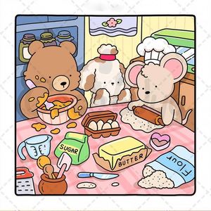 Carnet de coloriage et d'esquisse en papier à thème animaux mignons pour adultes et adolescents, simple et facile à utiliser, cadeau de coloriage sur le thème des aventures transfrontalières - Product Image 2
