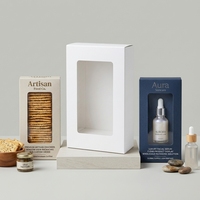 Boîte de présentation en carton pliable personnalisée avec fenêtre, emballage en film PET, impression quadricolore, estampage à chaud pour les produits alimentaires, les produits de beauté, les jouets, l'électronique