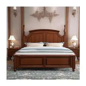 Lit king cadre lits américains modernes en bois mobilier de chambre à coucher lit double queen size