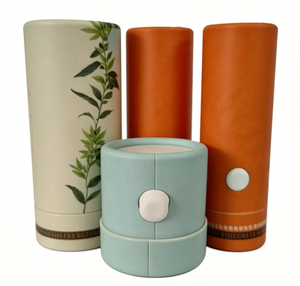 Gold Foil Stamping Cylindrical Packaging <b>Box</b>, Child Buckle Safety <b>Lock</b> Snap Paper Can for Cosmetics Essential Oil - Product Image 4