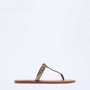 Sandalias Planas de Playa con Tira en el Dedo del Pie para Mujer, Tallas Grandes, Estilo Vacacional, Forro de Cuero, Tallas 41-43 - Product Image 2