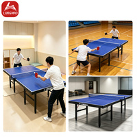 Table de ping-pong pliable d'intérieur avec roulettes, dimensions standard 2740*1525mm, plateau en MDF, pieds en acier, table de ping-pong mobile pour l'entraînement