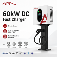 Stasiun Pengisian Daya DC Berdiri Lantai Otomatis AMPPAL 60KW dengan Layar 7-inci, Pengisian Cepat untuk Kendaraan Listrik