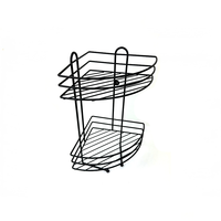 Étagère d'angle double couche DaS à 90 degrés en métal noir avec crochets de suspension pour la maison