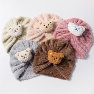 Neue Europäische und Amerikanische Plüsch-Babymütze, Niedliche Einfarbige Bären-Kindermütze, Herbst- und Winter-Warme Säuglingsmütze - Product Image 6