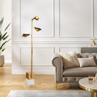 Lámpara de Pie de Cobre Moderna con 3 Cabezas, Lámpara de Pie Metálica para Sala de Estar, Lámpara de Pie LED para Hotel