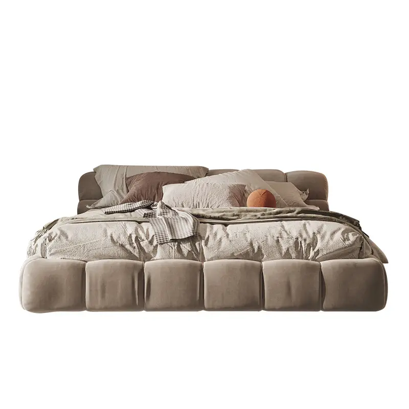 الفاخرة طاقم غرفة نوم الحديثة سرير بلا أرجل إطار معنقدة سحابة الملك حجم النسيج تصل-holstered سرير