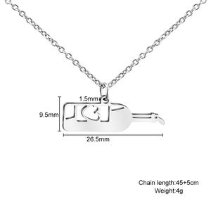 Nuove idee di prodotto alla moda <span class=keywords><strong>san</strong></span> <span class=keywords><strong>valentino</strong></span> regalo bottiglia di vino e calice a forma di acciaio inossidabile coppia collana con catena a maglie - Product Image 2