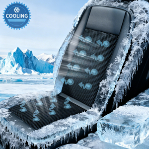 Refroidisseur de siège de voiture intelligent 12V/24V avec système de circulation d'air 3D - Cuir microfibre de luxe et coussin ventilé en maille pour <span class=keywords><strong>Tesla</strong></span>, SUV, camion - Product Image 1