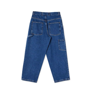 Tissu Denim épais 100% coton avec poche de rechange, broderie, taille haute, jambes fuselées, Baggy Fit, bleu foncé, Skate polaire, grand garçon - Product Image 3