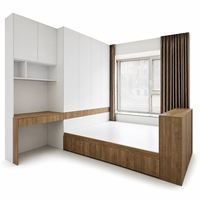 Plateforme de lit Tatami sur mesure avec rangement intégré, système de chambre à coucher en bois convertible, design moderne pour salle de bain, appartement, villa, 5+ tiroirs