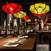 Lampe suspendue UFO en tissu extensible épaissi et densifié de style pastoral chinois, peinte à la main, pour hôtels, salons de thé, décorations tendance