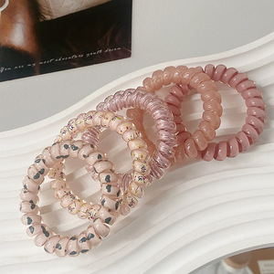 5 pièces/ensemble fil téléphonique <span class=keywords><strong>cheveux</strong></span> cravates coloré en <span class=keywords><strong>plastique</strong></span> <span class=keywords><strong>spirale</strong></span> <span class=keywords><strong>cheveux</strong></span> cravates élastiques <span class=keywords><strong>cheveux</strong></span> bandes - Product Image 5