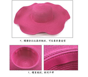 Chapeau de soleil en paille pliable à large bord de couleur unie pour femme, idéal pour les vacances en plein air et la plage – Vente en gros - Product Image 5