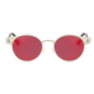 Luxe Designer Zonnebril Voor Vrouwen Uv400 Ronde Metalen Ovaal Frame In Goud Comfortabele Zonnebril Uit <span class=keywords><strong>China</strong></span> - Product Image 3