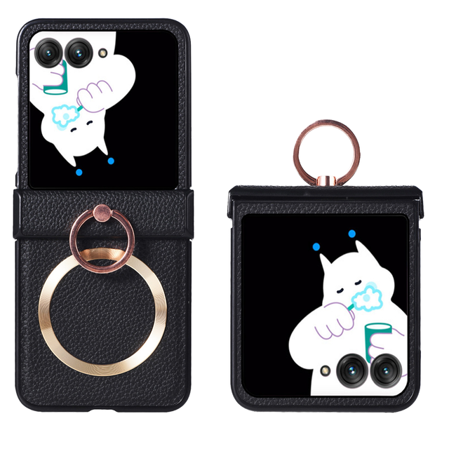 Wholesale PU Leather Sports Full Cover Magnetic Ring Holder Shockproof Protective Hinge Mobile Phone Case Motorola Moto Razr 60