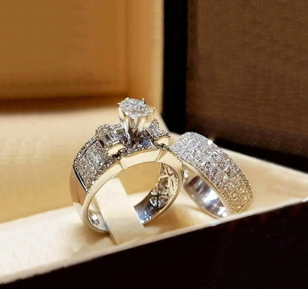 Anello da uomo personalizzato Eternity anello di fidanzamento gioielli donna lusso diamante anello placcato oro 18 carati