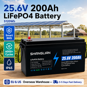 Batterie de stockage d'énergie LiFePO4 25,6V 200Ah 5120Wh avec BMS intégré CAN RS485, 6000 cycles, garantie 3 ans, entrepôt Pologne - Product Image 1