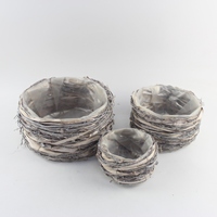 Nouvelle conception, pots de fleurs en forme de boule rose, paniers à fleurs naturels, ensembles de pots de plantes, décoration légère en bois pour la maison, pour table ou pépinière